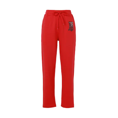 Burberry Solid Color Straight-Leg Drawstring Casual Pants Red (). 80248801