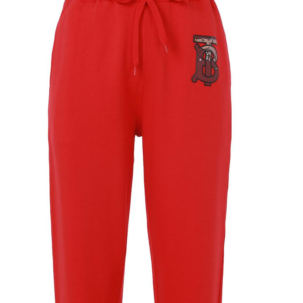 Shop Burberry Celana Santai Merah Polos Lurus dengan Tali Serut. 80248801