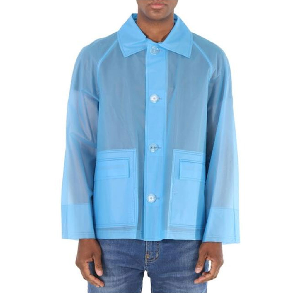Burberry Solid Color Translucent Long Sleeve Jacket - Blue 45477701