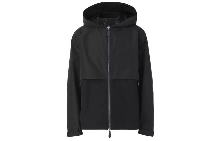Burberry Solid Color Zip-Up Hooded Jacket Black 80439901