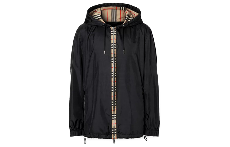 Burberry Solid Color Zip-Up Hoodie Jacket Black 80266301