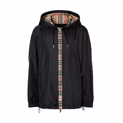 Burberry Solid Color Zip-Up Hoodie Jacket Black 80266301