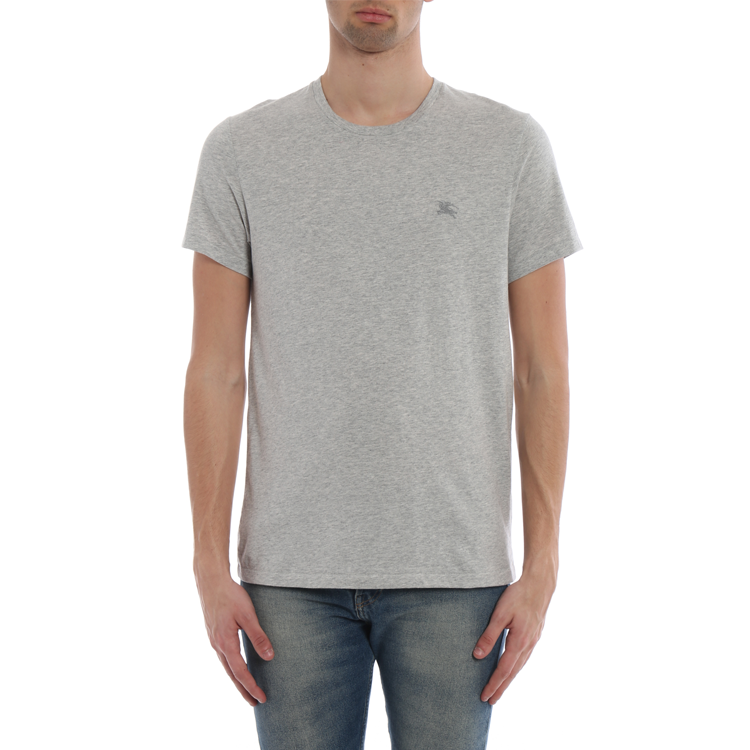Burberry Solid Grey Crew Neck T-shirt with Embroidered Logo 40618201 圖 5