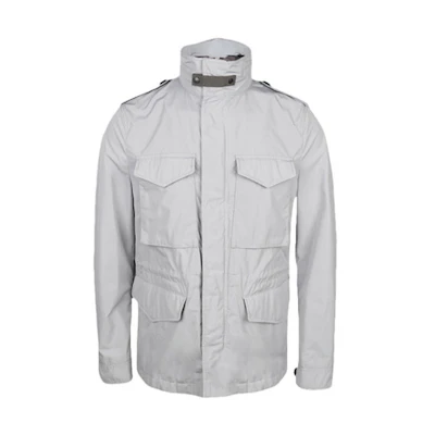 Burberry Solid High-Neck Zip Jacket in Silver Gray 39291931