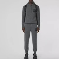 Lookbook Burberry Solid Letter Logo Jogger Sweatpants Dark Charcoal Gray 80507681