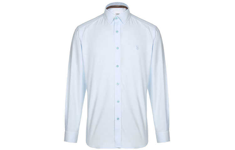 Burberry Solid Light Blue Long Sleeve Casual Shirt 80175521 圖 2