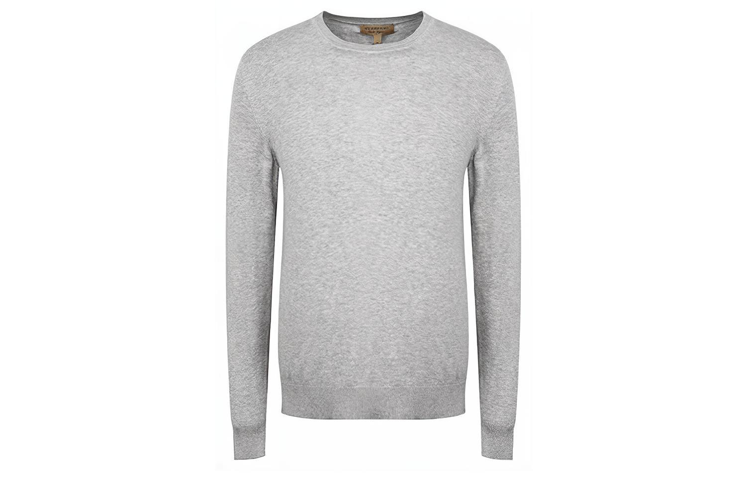 Burberry Solid Light Gray Cashmere Crewneck Sweater 40200431