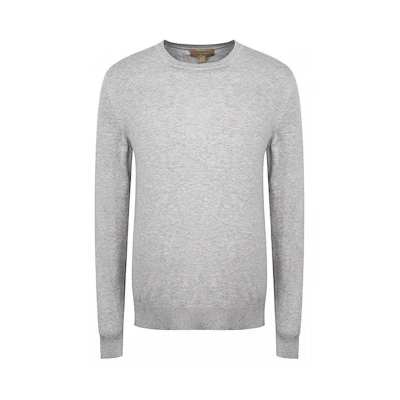 Burberry Solid Light Gray Cashmere Crewneck Sweater 40200431