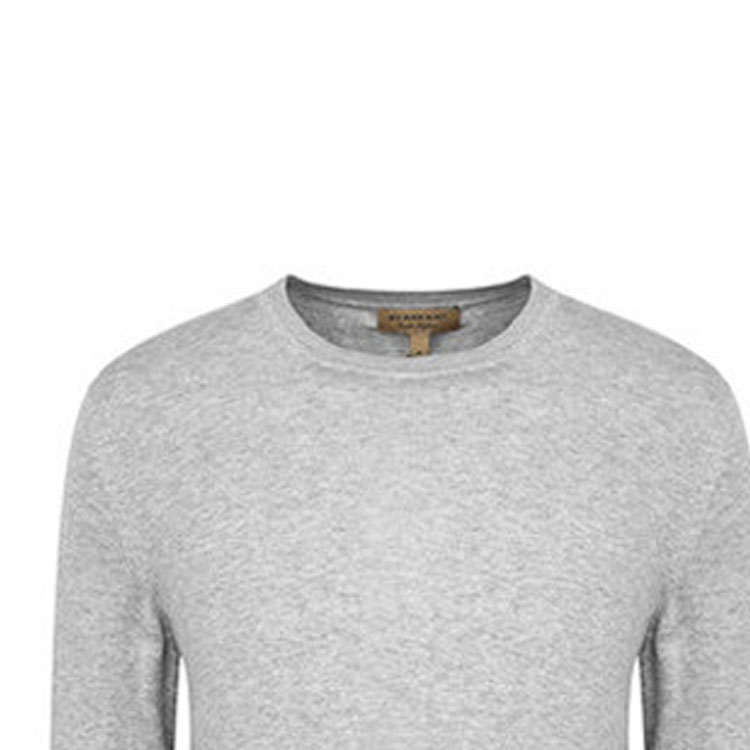 Sizing 버버리 솔리드 연회색 캐시미어 크루넥 스웨터 40200431