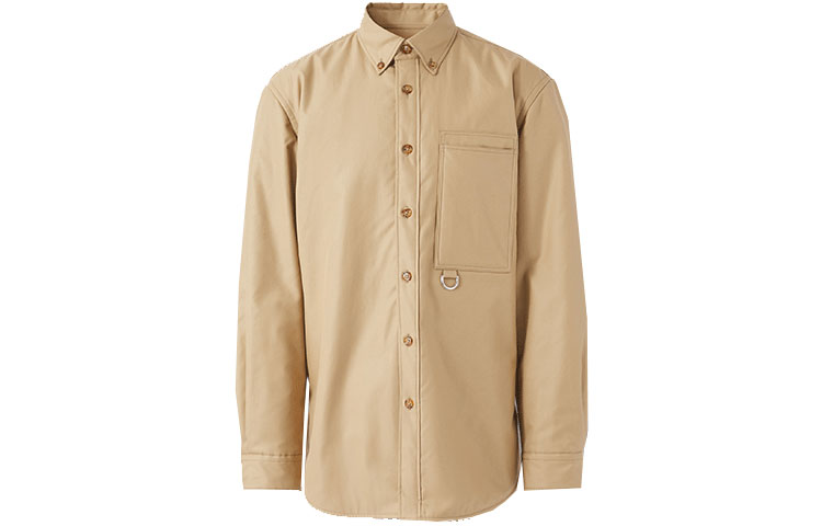 Burberry Solid Logo Cotton Shirt Toasted Walnut Brown Shirt. 80469941