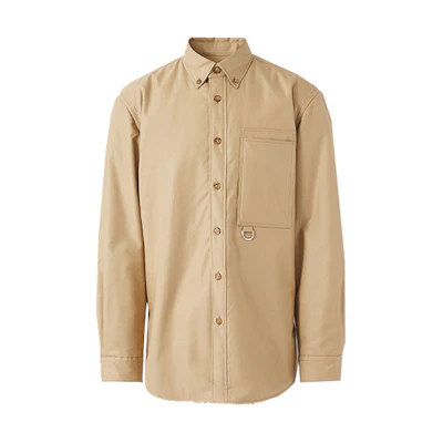 Burberry Solid Logo Cotton Shirt Toasted Walnut Brown Shirt. 80469941