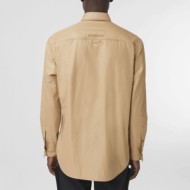 Burberry Solid Logo Cotton Shirt Toasted Walnut Brown Shirt. 80469941 圖 4