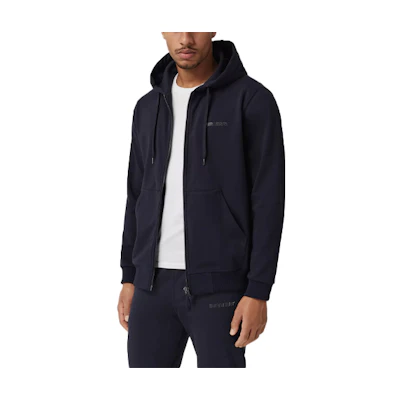 Burberry Solid Logo Patch Zip-Up Hoodie Coal Blue 80501671