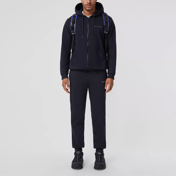 Burberry Solid Logo Patch Zip-Up Hoodie Coal Blue 80501671 圖 4