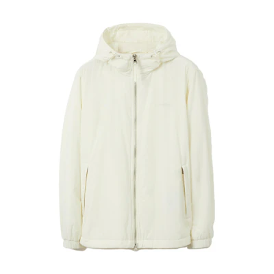 Burberry Solid Logo Print Hooded Jacket Warm White 80655491