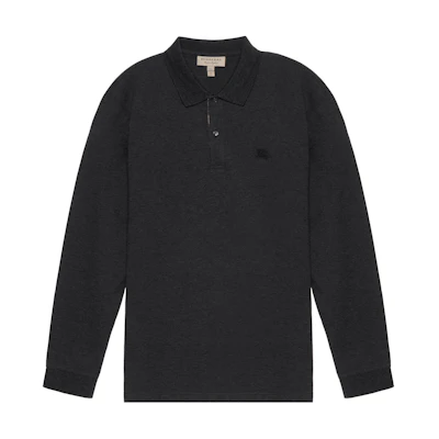Burberry Solid Long Sleeve Polo Shirt - Dark Grey 80271081