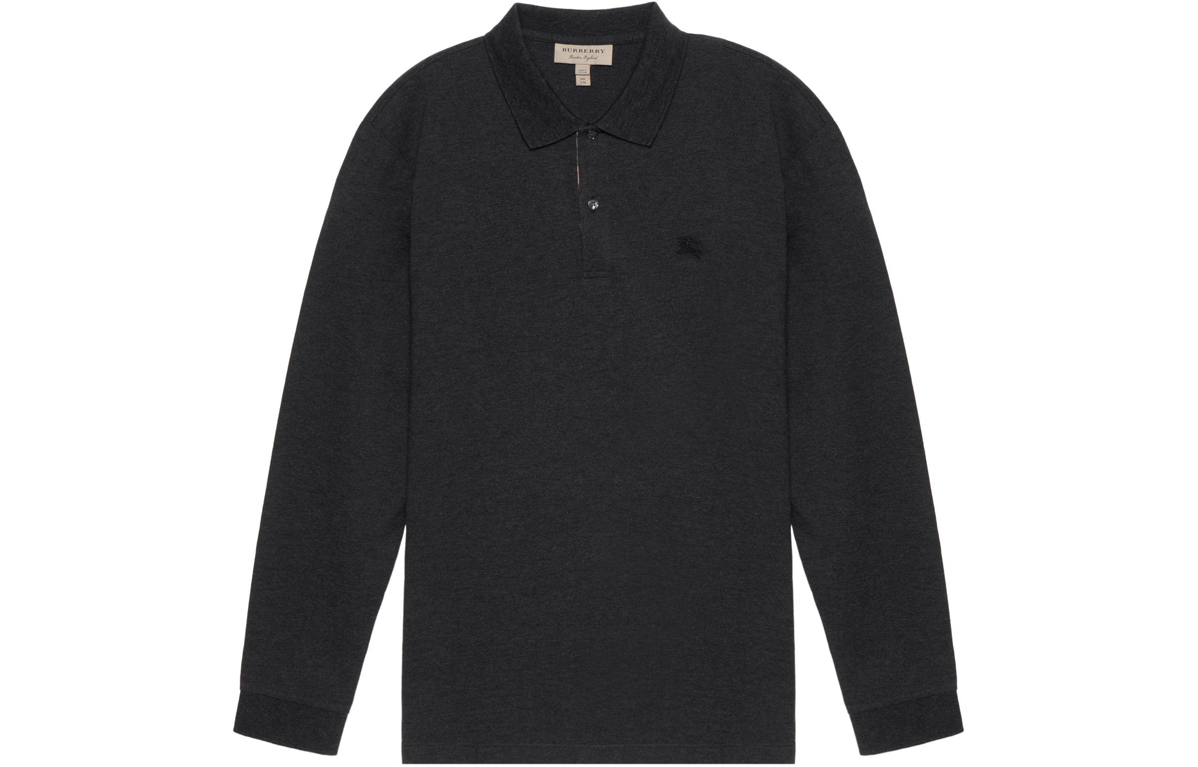 Burberry Solid Long Sleeve Polo Shirt - Dark Grey 80271081 圖 2