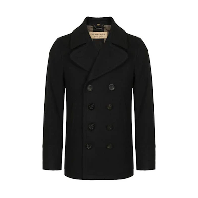 Burberry Solid Navy Blue Double-breasted Coat 80045891