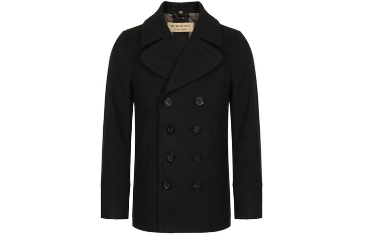 Order Burberry Solid Navy Blue Double-breasted Coat 80045891