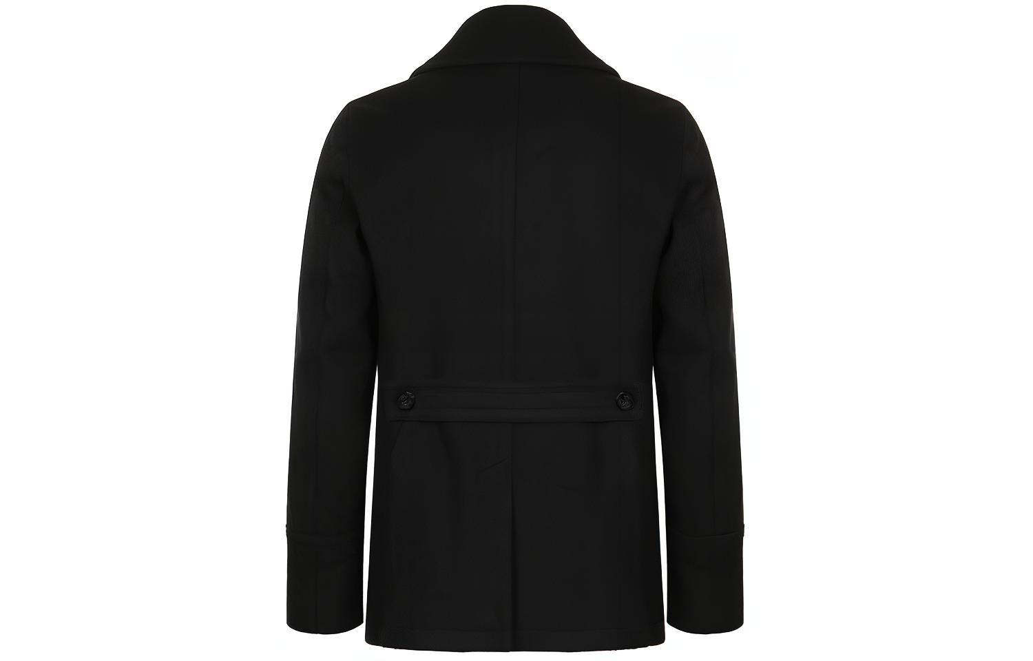 Lookbook Burberry Solid Navy Blue Double-breasted Coat 80045891