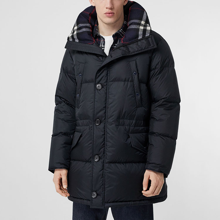Burberry Solid Navy Blue Hooded Down Jacket 80188261 圖 4
