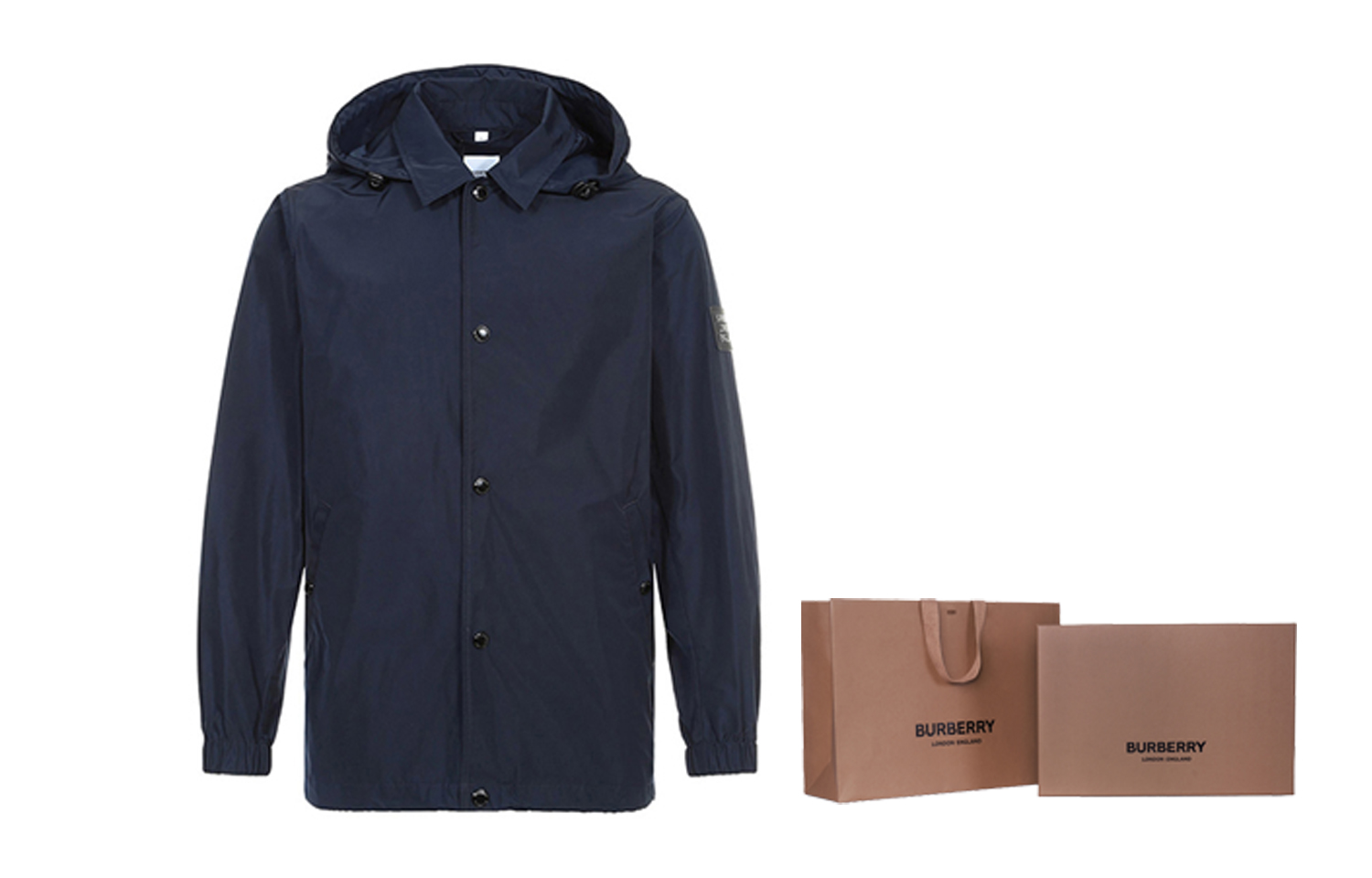 Burberry Solid Navy Blue Hooded Jacket 80157501 圖 8