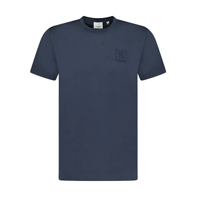 Burberry Solid Navy Blue Logo Print Crewneck T-Shirt 80695351