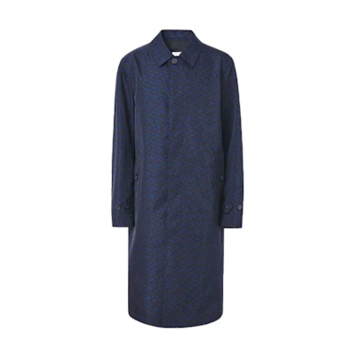 Burberry Solid Nylon Trench Coat with Logo Print in Royal Blue. 80488201