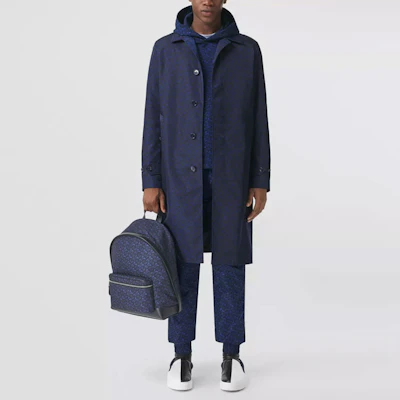 Burberry Solid Nylon Trench Coat with Logo Print in Royal Blue. 80488201 Lookbook Burberry Solid Nylon Trench Coat with Logo Print in Royal Blue. 80488201