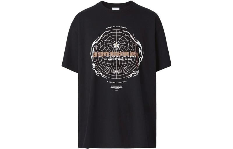 Buy Burberry Solid Pattern Graphic Crewneck Short Sleeve T-Shirt Black () 8048289