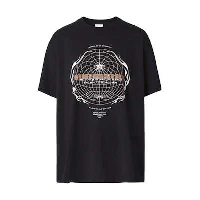 Burberry Solid Pattern Graphic Crewneck Short Sleeve T-Shirt Black () 8048289