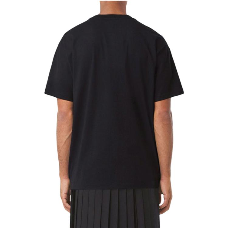 Shop Burberry Solid Pattern Graphic Crewneck Short Sleeve T-Shirt Black () 8048289
