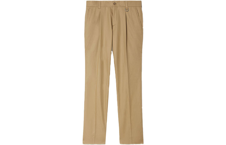 Burberry Solid Pleated Mid-Rise Straight-Leg Casual Pants Walnut Brown 80488791
