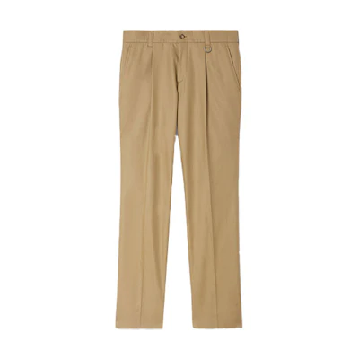 Burberry Solid Pleated Mid-Rise Straight-Leg Casual Pants Walnut Brown 80488791