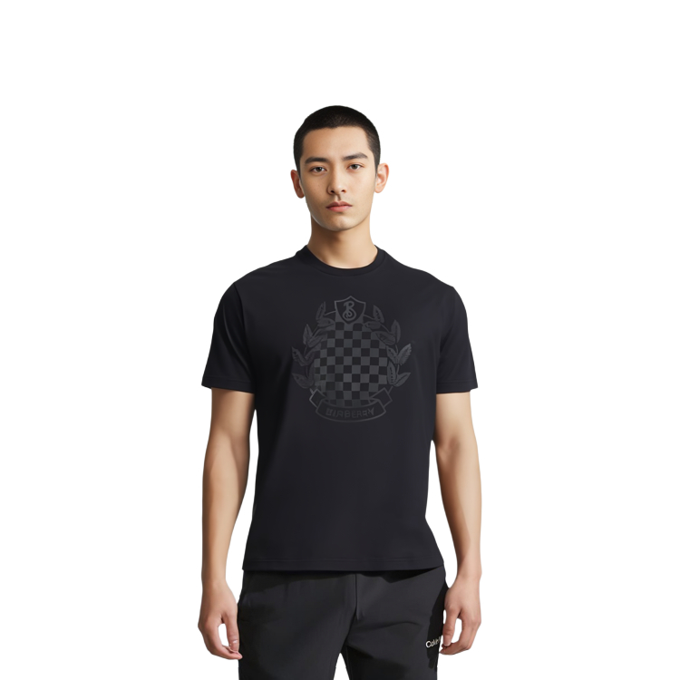 Purchase Burberry Solid Print Baju-T Leher Bulat Potongan Lurus FW23 Hitam 80711741