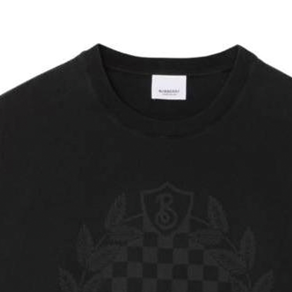 Details for Burberry Solid Print Baju-T Leher Bulat Potongan Lurus FW23 Hitam 80711741