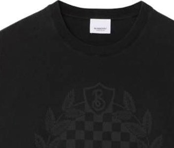 Burberry Solid Print Baju-T Leher Bulat Potongan Lurus FW23 Hitam 80711741 Details for Burberry Solid Print Baju-T Leher Bulat Potongan Lurus FW23 Hitam 80711741