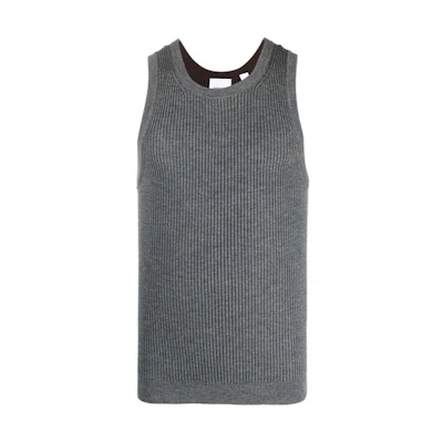 Burberry Solid Ribbed Knit Tank Top Men’s Grey 80454711