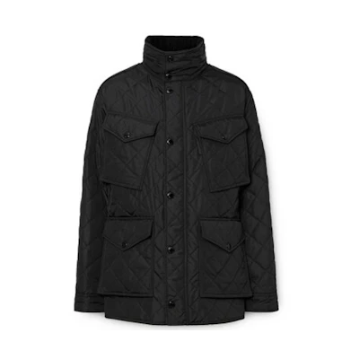 Burberry Solid Single-Breasted High-Neck Jacket Black 80191391
