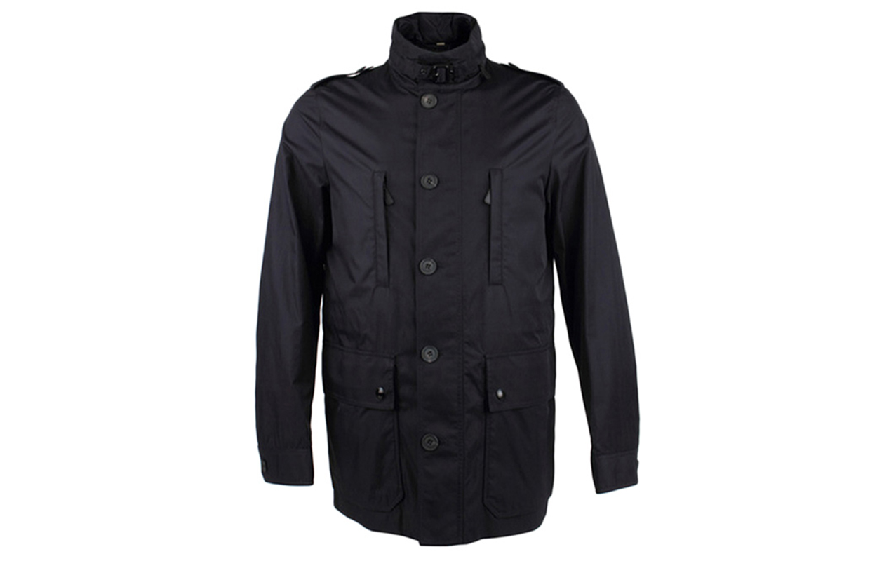 Burberry Solid Stand Collar Jacket in Black 39150021