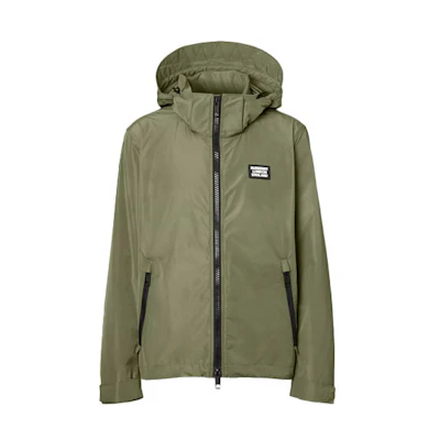 Burberry Solid Taffeta Hooded Jacket Olive Green 80261261