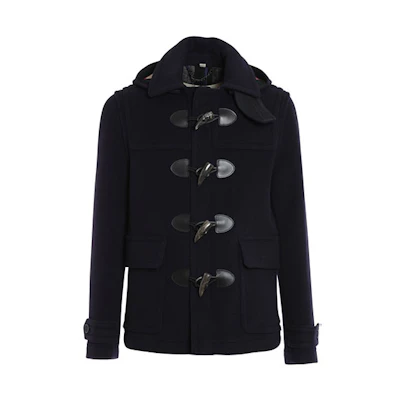 Burberry Solid Wool Duffle Coat in Navy Blue 39825311