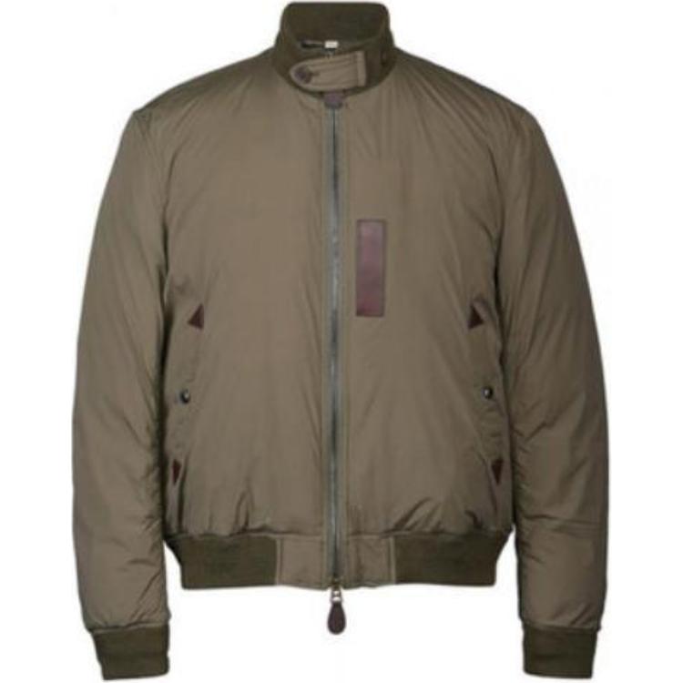 Burberry Solid Zip-Up High Collar Jacket Olive Green 39433811