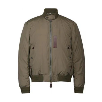 Burberry Solid Zip-Up High Collar Jacket Olive Green 39433811