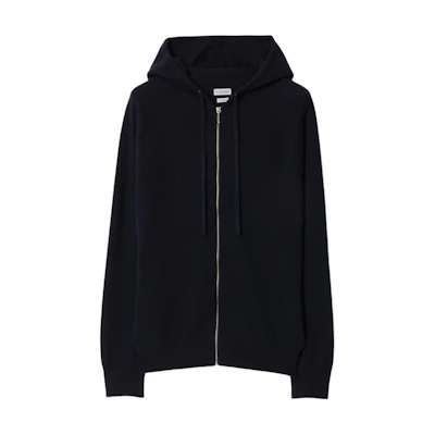 Burberry Solid Zip-Up Hoodie Jacket Mens Midnight Blue. 80928041