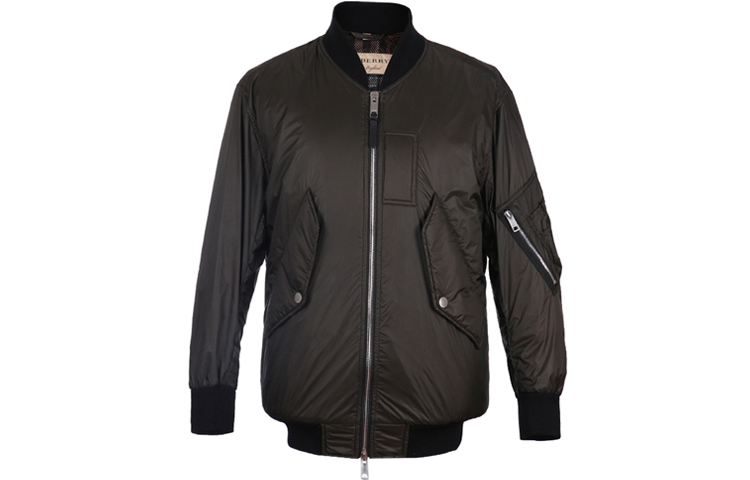 Burberry Solid Zipper Jacket Dark Green 40567291