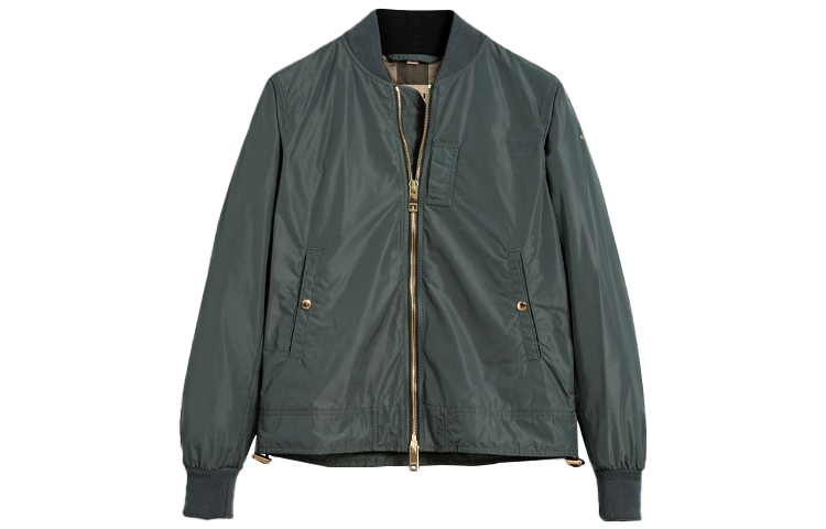 Burberry Solid Zipper Long-Sleeve Jacket in Dark Green 40567281