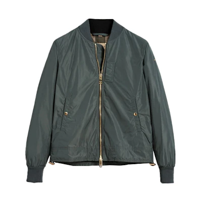 Burberry Solid Zipper Long-Sleeve Jacket in Dark Green 40567281