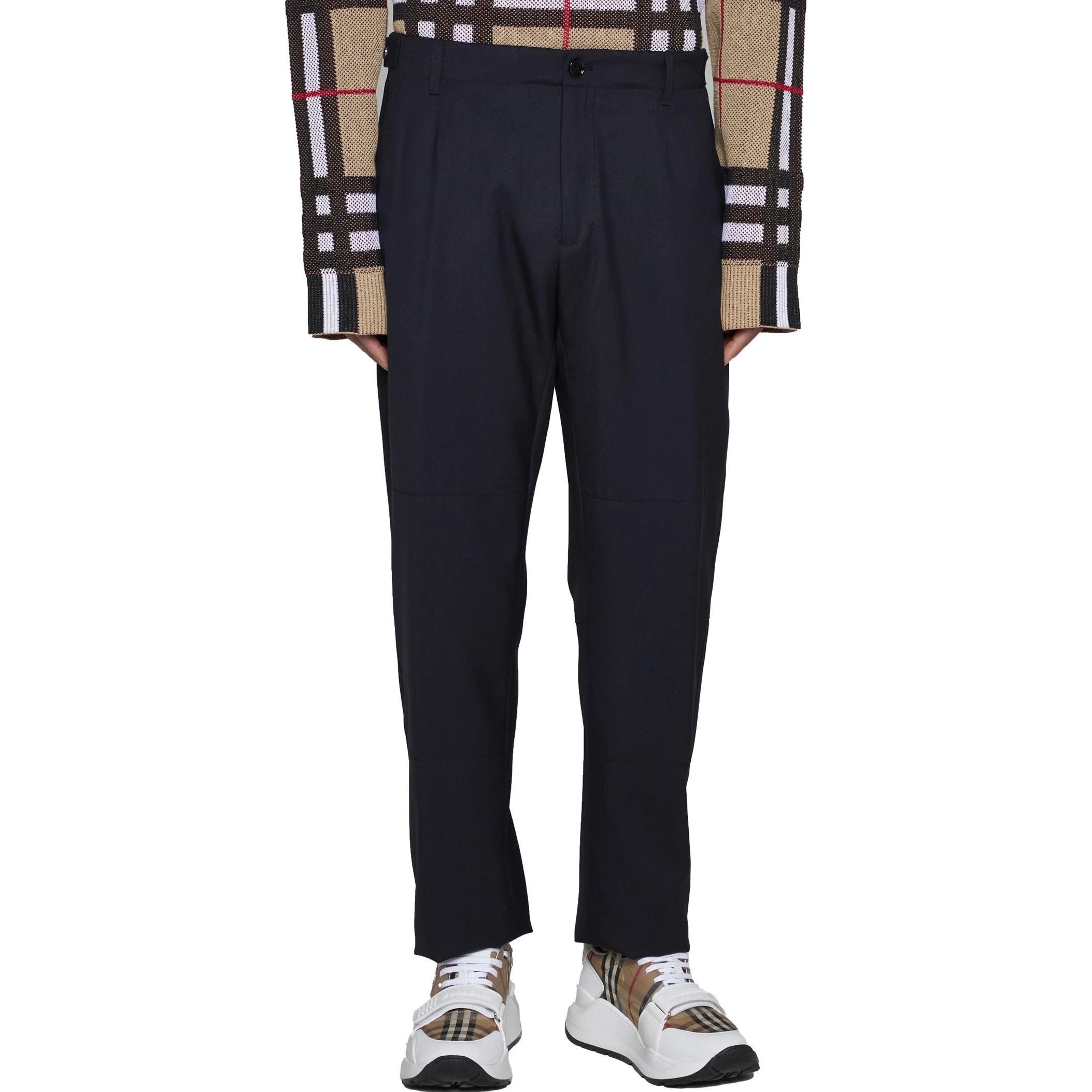 Burberry Solid Zipper Straight Casual Pants Men’s Deep Blue 80706301 圖 4