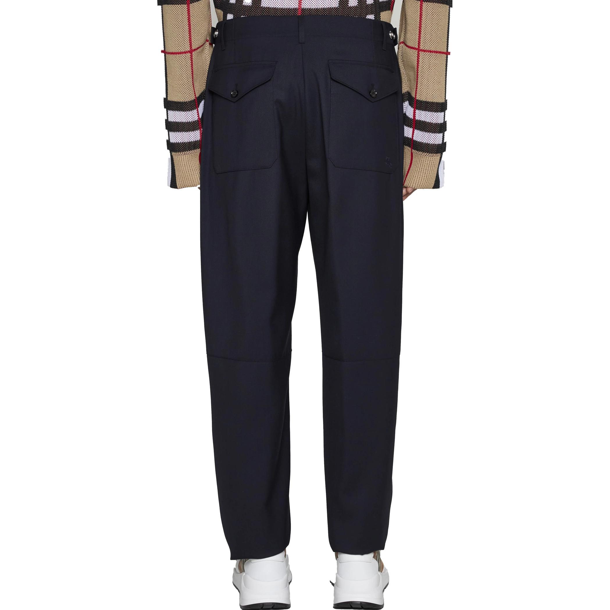 Burberry Solid Zipper Straight Casual Pants Men’s Deep Blue 80706301 圖 5